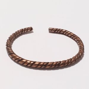 Vintage Twisted Copper Cuff Bracelet Adjustable Rope Design Boho Unisex